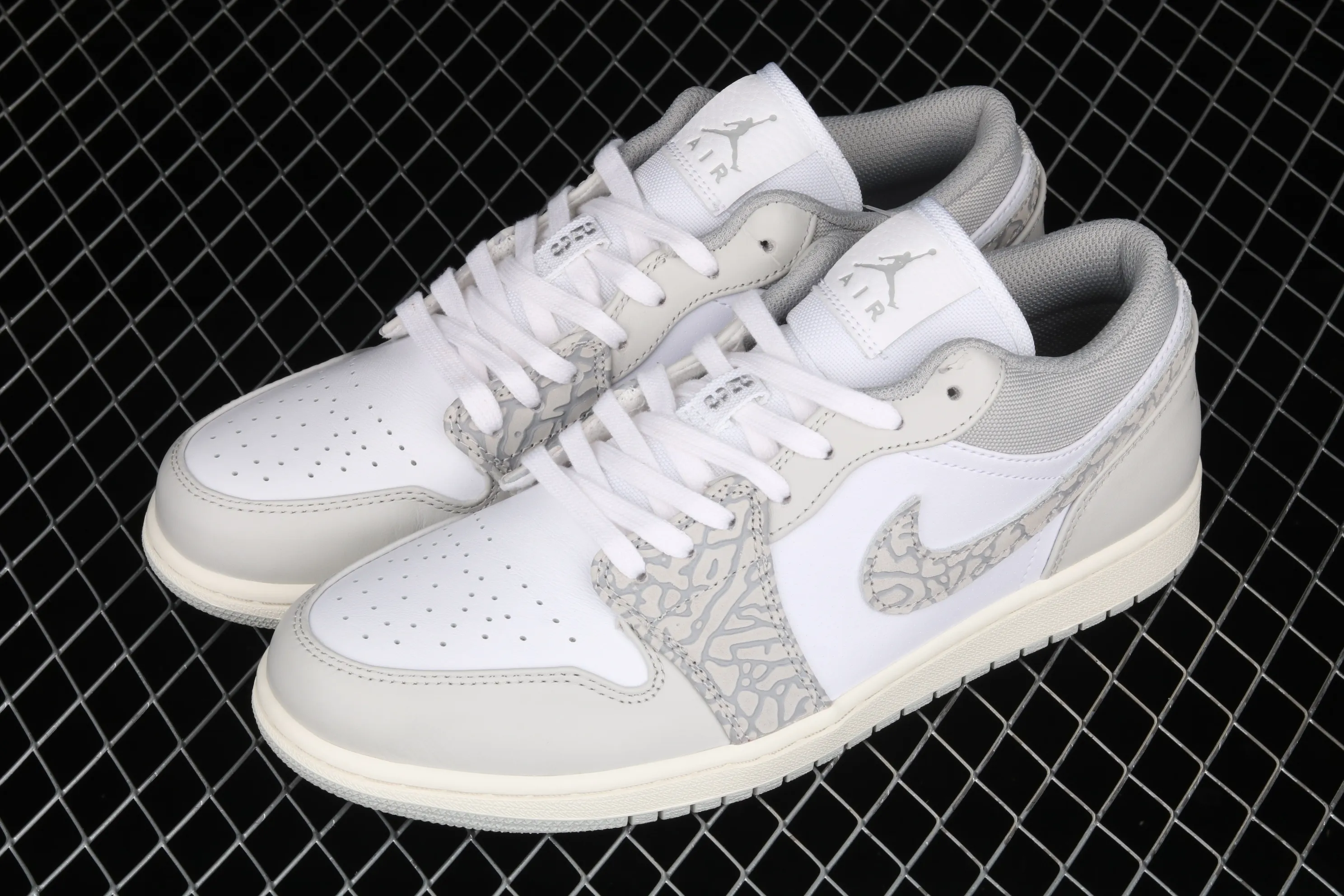 All categories Air Jordan Jordan series basketball shoes Air Jordan 1 Low G version pure original Air Jordan 1 Low Prm "Elephant Print" AJ1 Joe 1 low top white gray crackle pattern DH4269-100